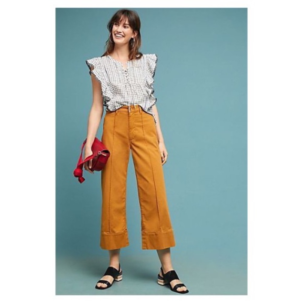Anthropologie High Waist Wide Leg Chino Pants